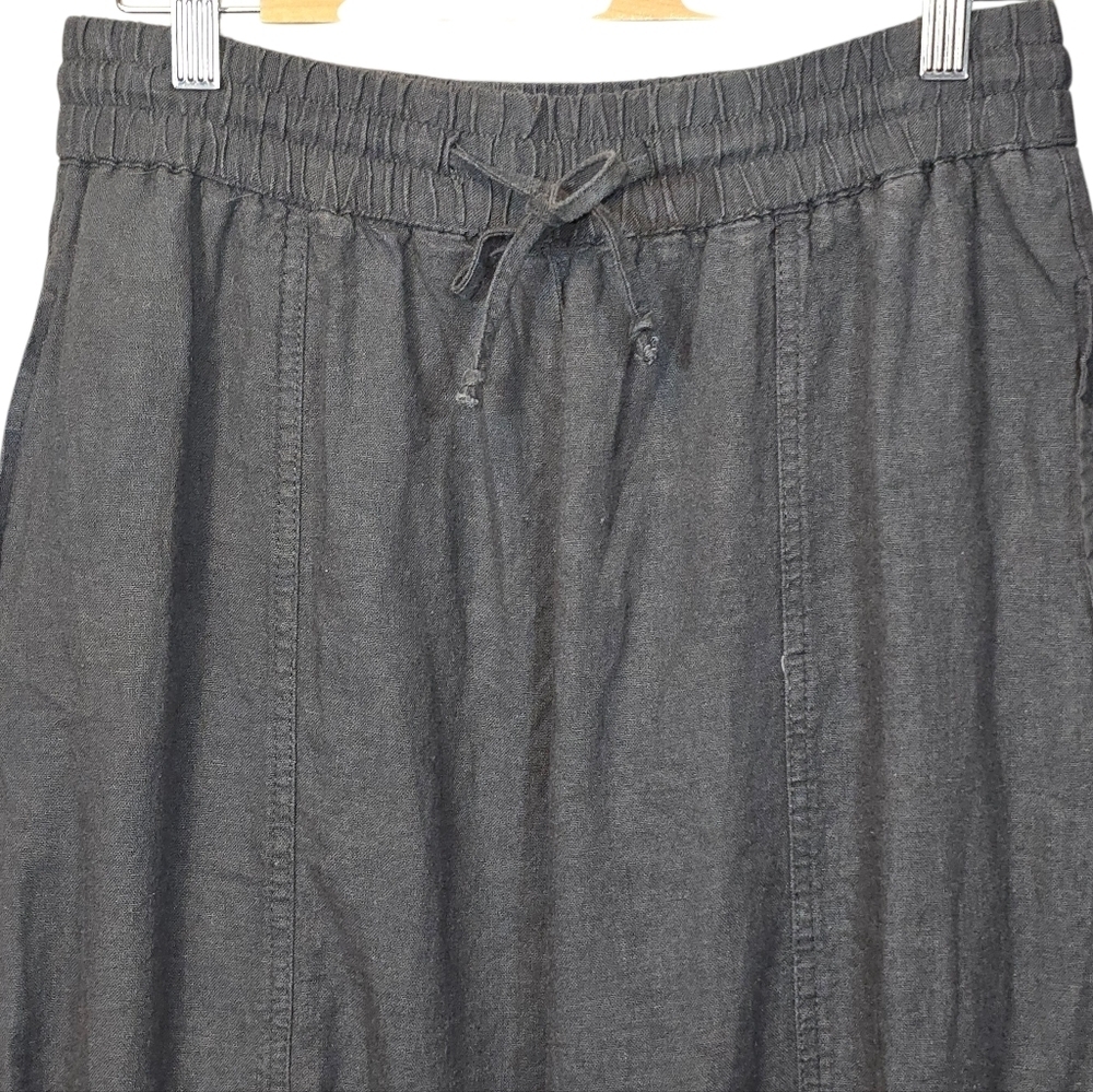 Zara Linen Blend Relaxed Tapered Leg Pull On Drawstring Pants Gray Size Small - Picture 2 of 11
